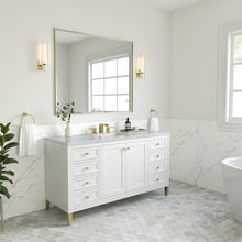 Load image into Gallery viewer, Chicago 60&quot; Single Vanity, Glossy White w/ 3CM Carrara Marble Top