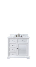 Load image into Gallery viewer, Savannah 36&quot; Bright White Single Vanity w/ 3 CM Carrara Marble Top