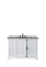 Load image into Gallery viewer, Providence 48&quot; Single Vanity Cabinet, Bright White, w/ 3 CM Grey Expo Quartz Top