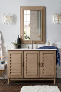 Portland 48" Single Vanity Whitewashed Walnut, w/ 3 CM White Zeus Quartz Top