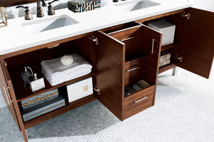 Bathroom Vanities Outlet Atlanta Renovate for LessMetropolitan 72" Double Vanity, American Walnut, w/ 3 CM Classic White Quartz Top