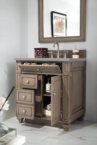 Bristol 30" Single Vanity, Whitewashed Walnut, w/ 3 CM Eternal Serena Quartz Top