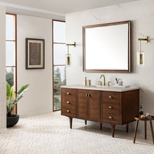 Load image into Gallery viewer, Bathroom Vanities Outlet Atlanta Renovate for LessAmberly 60&quot; Single Vanity, Mid-Century Walnut w/ 3CM Eternal Marfil Top