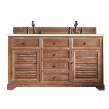 Load image into Gallery viewer, Savannah 60&quot; Double Vanity Cabinet, Driftwood, w/ 3 CM Eternal Marfil Quartz Top