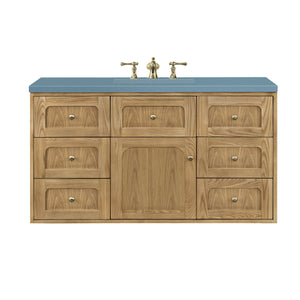 Laurent 48" Single Vanity, Light Natural Oak w/ 3CM Cala Blue Top