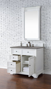 Bathroom Vanities Outlet Atlanta Renovate for LessSavannah 36" Single Vanity Cabinet, Bright White, w/ 3 CM Grey Expo Quartz Top
