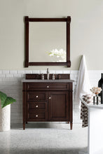 Load image into Gallery viewer, Brittany 36&quot; Burnished Mahogany Single Vanity w/ 3 CM Grey Expo Quartz Top