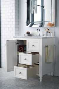 Bathroom Vanities Outlet Atlanta Renovate for LessCopper Cove Encore 30" Single Vanity, Bright White w/ 3 CM Carrara Marble Top