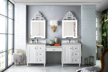 Load image into Gallery viewer, Copper Cove Encore 86&quot; Double Vanity Set, Bright White w/ Makeup Table, 3 CM Eternal Serena Quartz Top