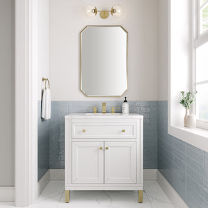 Chicago 30" Single Vanity, Glossy White w/ 3CM Arctic Fall Top
