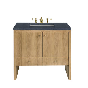 Hudson 36" Single Vanity, Light Natural Oak w/ 3CM Charcoal Soapstone Top