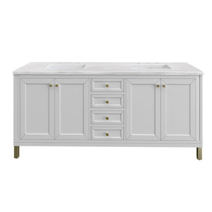 Chicago 72" Double Vanity, Glossy White w/ 3CM Arctic Fall Top