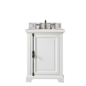 Providence 26" Single Vanity Cabinet, Bright White, w/ 3 CM Eternal Serena Quartz Top