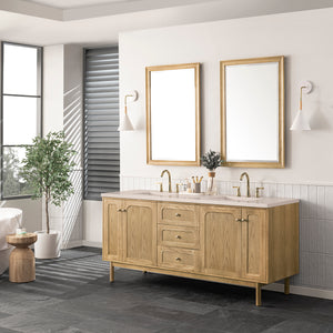 Bathroom Vanities Outlet Atlanta Renovate for LessLaurent 72" Double Vanity, Light Natural Oak w/ 3CM Eternal Marfil Top