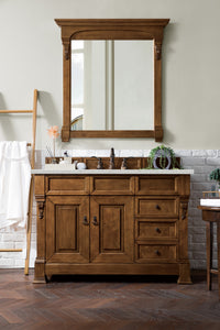 Brookfield 48" Single Vanity, Country Oak w/ 3 CM Eternal Jasmine Pearl Quartz Top