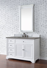 Load image into Gallery viewer, Savannah 48&quot; Single Vanity Cabinet, Bright White, w/ 3 CM Grey Expo Quartz Top