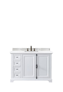 Providence 48" Bright White Single Vanity w/ 3 CM Arctic Fall Solid Surface Top
