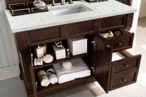 Bathroom Vanities Outlet Atlanta Renovate for LessBrookfield 48" Single Vanity, Burnished Mahogany w/ 3 CM Eternal Jasmine Pearl Quartz Top