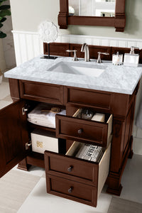 Bathroom Vanities Outlet Atlanta Renovate for LessBrookfield 36" Single Vanity, Warm Cherry w/ 3 CM Carrara Marble Top