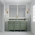 Brittany 60" Double Vanity, Smokey Celadon w/ 3CM Eternal Jasmine Pearl Top