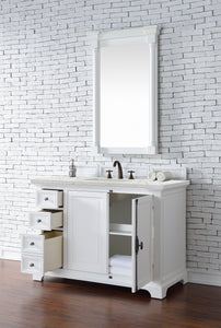 Bathroom Vanities Outlet Atlanta Renovate for LessProvidence 48" Single Vanity Cabinet, Bright White, w/ 3 CM Eternal Jasmine Pearl Quartz Top