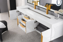 Load image into Gallery viewer, Mercer Island 72&quot; Double Vanity, Glossy White, Radiant Gold w/ Glossy White Composite Top