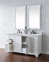 Load image into Gallery viewer, Providence 60&quot; Bright White Double Vanity w/ 3 CM Carrara Marble Top James Martin