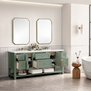 Bathroom Vanities Outlet Atlanta Renovate for LessBreckenridge 72" Double Vanity, Smokey Celadon w/ 3CM White Zeus Top