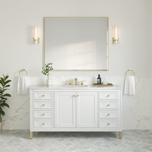 Chicago 60" Single Vanity, Glossy White w/ 3CM Arctic Fall Top