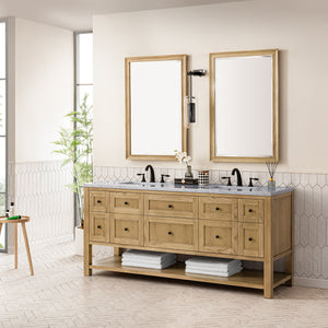 Breckenridge 72" Double Vanity, Light Natural Oak w/ 3CM Carrara Marble Top