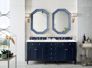 Brittany 72" Victory Blue Double Vanity w/ 3 CM Classic White Quartz Top