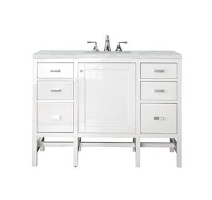 Addison 48" Single Vanity Cabinet, Glossy White, w/ 3 CM Arctic Fall Solid Surface Countertop