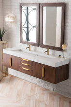 Load image into Gallery viewer, Mercer Island 72&quot; Double Vanity, Coffee Oak, Radiant Gold w/ Glossy White Composite Top