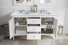 Load image into Gallery viewer, Palisades 60&quot; Double Vanity, Bright White w/ 3 CM Carrara Marble Top