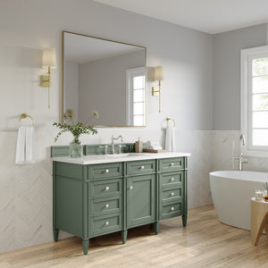 Brittany 60" Single Vanity, Smokey Celadon w/ 3CM White Zeus Top