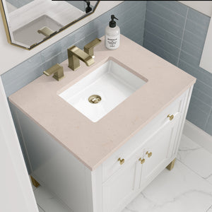 Chicago 30" Single Vanity, Glossy White w/ 3CM Eternal Marfil Top