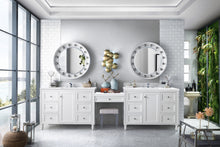 Load image into Gallery viewer, Copper Cove Encore 122&quot; Double Vanity Set, Bright White w/ Makeup Table, 3 CM Arctic Fall Solid Surface Top