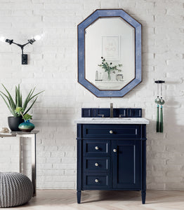 Brittany 30" Single Vanity, Victory Blue w/ 3 CM Carrara Marble Top