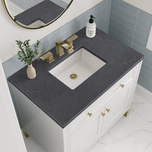 Load image into Gallery viewer, Chicago 36&quot; Single Vanity, Glossy White w/ 3CM Charcoal Soapstone Top