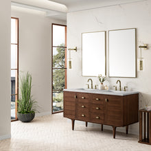 Load image into Gallery viewer, Bathroom Vanities Outlet Atlanta Renovate for LessAmberly 60&quot; Double Vanity, Mid-Century Walnut w/ 3CM Eternal Jasmine Pearl Top