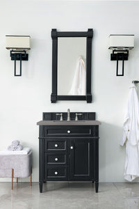 Brittany 30" Single Vanity, Black Onyx, w/ 3 CM Grey Expo Quartz Top