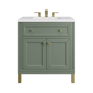 Chicago 30" Single Vanity, Smokey Celadon w/ 3CM White Zeus Top