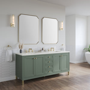 Chicago 72" Double Vanity, Smokey Celadon w/ 3CM White Zeus Top