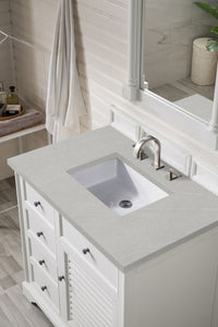 Savannah 36" Single Vanity Cabinet, Bright White, w/ 3 CM Eternal Serena Quartz Top