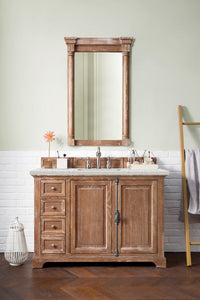 Providence 48" Single Vanity Cabinet, Driftwood, w/ 3 CM Eternal Jasmine Pearl Quartz Top