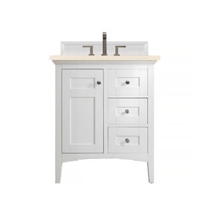 Palisades 30" Single Vanity, Bright White, w/ 3 CM Eternal Marfil Quartz Top