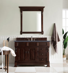 Brookfield 48" Single Vanity, Burnished Mahogany w/ 3 CM Charcoal Soapstone Quartz Top