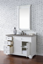 Load image into Gallery viewer, Bathroom Vanities Outlet Atlanta Renovate for LessSavannah 48&quot; Single Vanity Cabinet, Bright White, w/ 3 CM Grey Expo Quartz Top