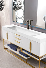 Load image into Gallery viewer, Columbia 72&quot; Single Vanity, Glossy White, Radiant Gold w/ Glossy White Composite Top