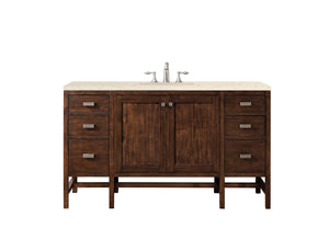 Addison 60" Single Vanity Cabinet , Mid Century Acacia, w/ 3 CM Eternal Marfil Quartz Top